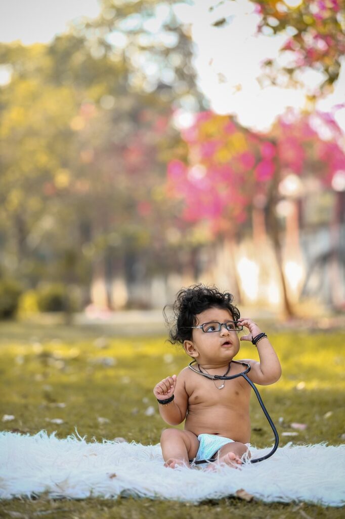 baby, boy, picnic, outdoors, doctor, child, kid, childhood, park, nature, portrait